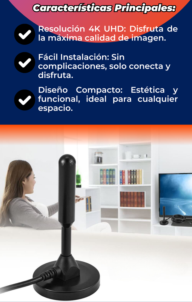 Antena de Televisión Digital Interna HD